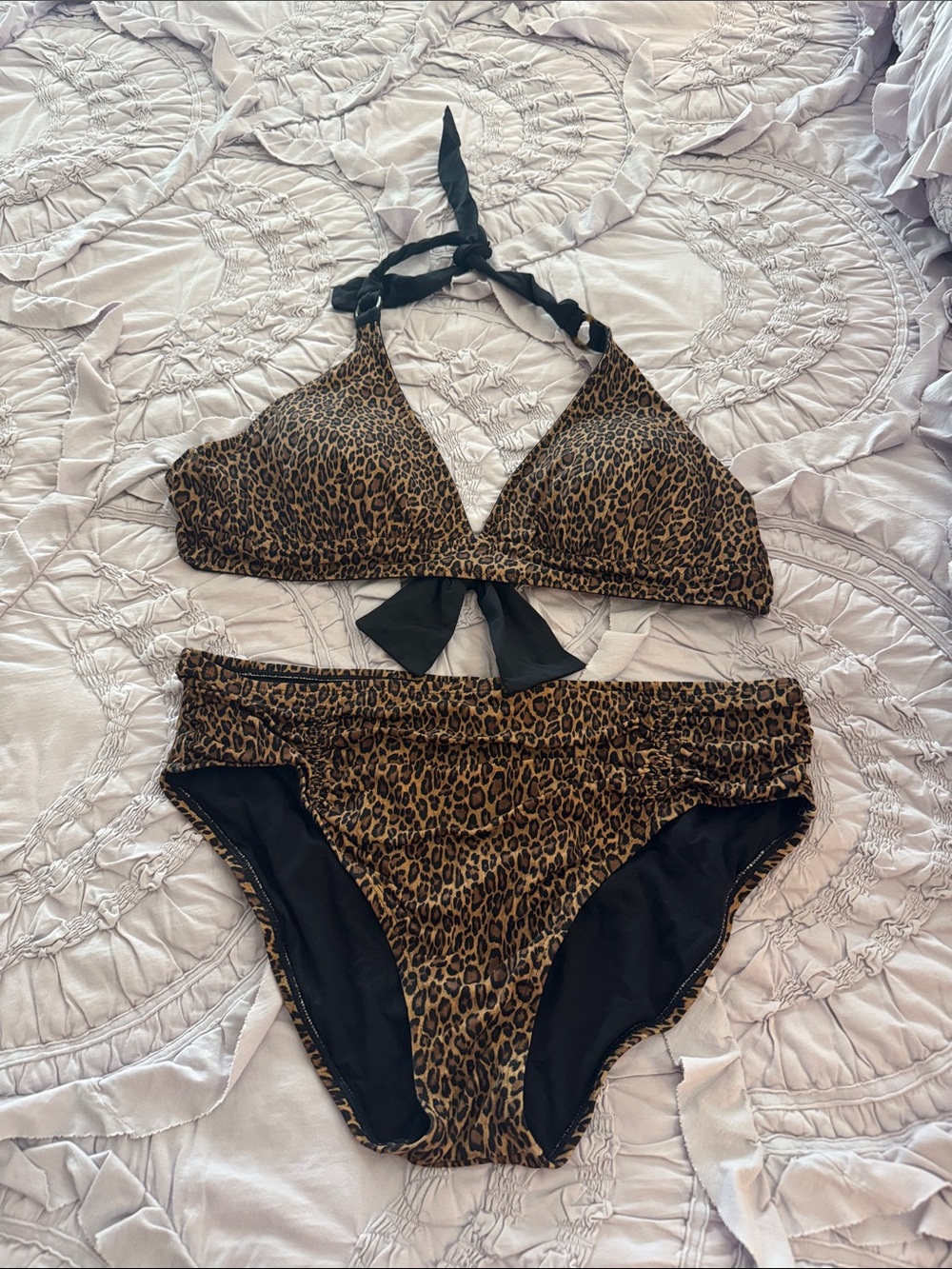 Tommy Bahama Leopard Print Bikini Set in Brown and Black